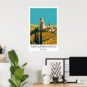 San Gimignano Italy Vintage Travel Art Poster (Thuiskantoor)