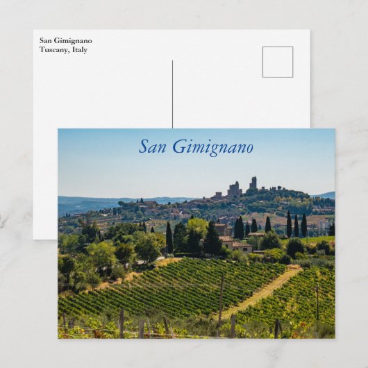 San Gimignano skyline, Toscane, Italië Post Briefk Briefkaart (Voorkant / Achterkant)