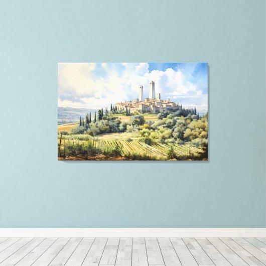 San Gimignano, Toscane - Italië Canvas Print (Insitu (Houten vloer))