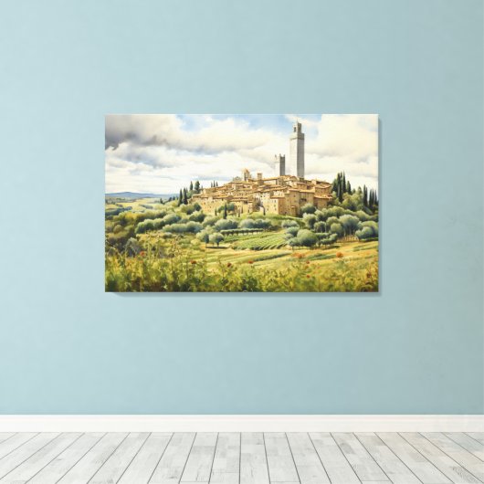 San Gimignano, Toscane - Italië Canvas Print (Insitu (Houten vloer))