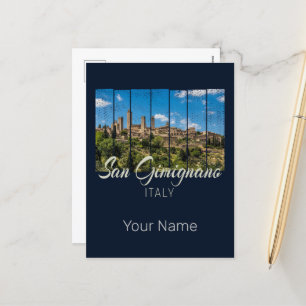 San Gimignano Toscane Italië Vintage panoramisch U Feestdagenkaart