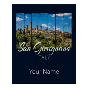 San Gimignano Toscane Italië Vintage panoramisch U Perfect Poster