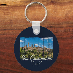 San Gimignano Toscane Italië Vintage panoramisch U Sleutelhanger