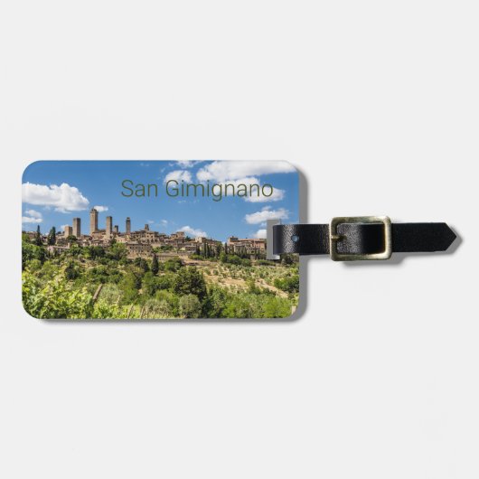 San Gimignano Tuscany Italië Panorama Souvenir Bagagelabel (Voorkant horizontaal)