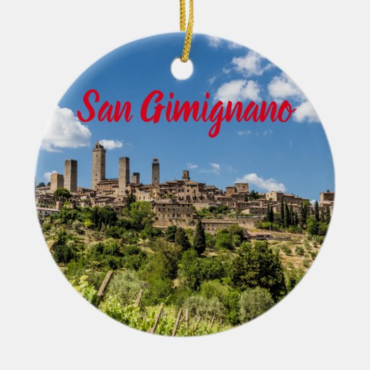 San Gimignano Tuscany Italië Panorama Souvenir Keramisch Ornament (Voorkant)