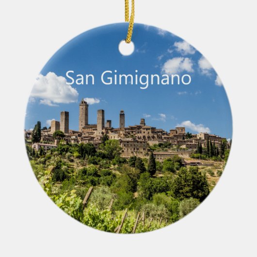 San Gimignano Tuscany Italië Panorama Souvenir Keramisch Ornament (Voorkant)