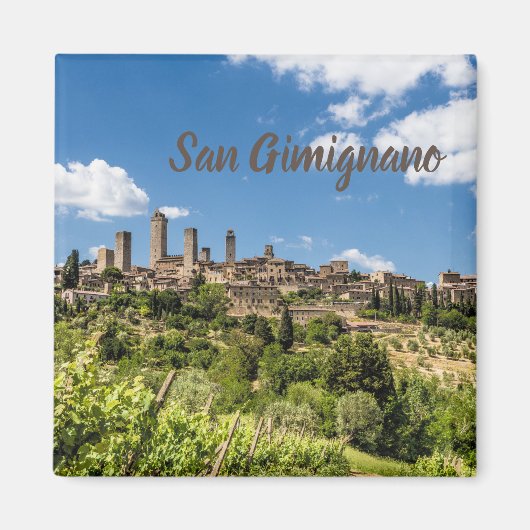 San Gimignano Tuscany Italië Panorama Souvenir Magneet (Voorkant)