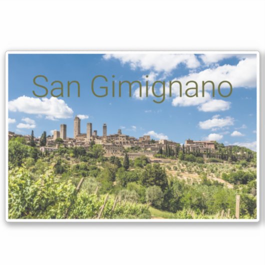San Gimignano Tuscany Italië Panorama Souvenir Sticker (Voorkant)