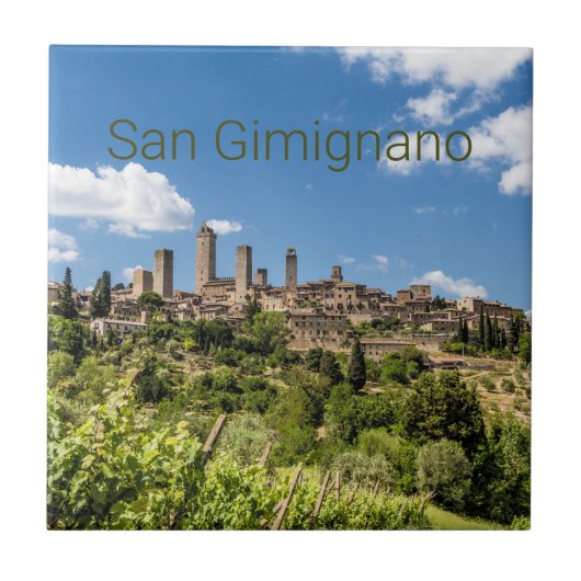 San Gimignano Tuscany Italië Panorama Souvenir Tegeltje (Voorkant)