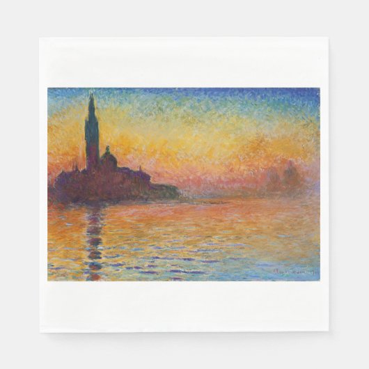 San Giorgio Maggiore te Dusk (door Claude Monet) Servet (Voorkant)