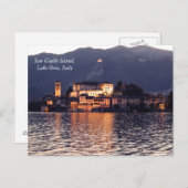 San Giulio Island, Lake Orta, Italië, bij schemeri Briefkaart (Voorkant / Achterkant)