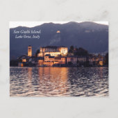 San Giulio Island, Lake Orta, Italië, bij schemeri Briefkaart (Voorkant)