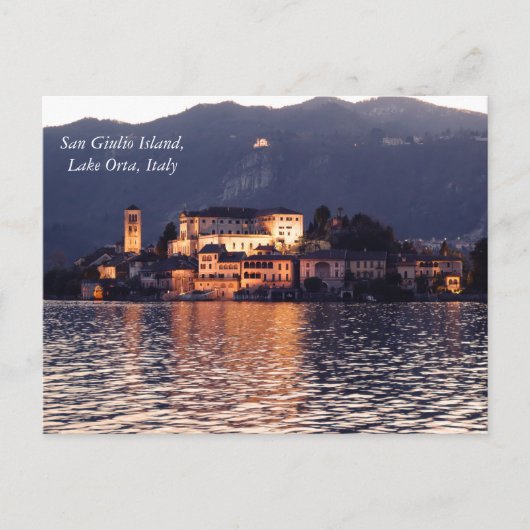 San Giulio Island, Lake Orta, Italië, bij schemeri Briefkaart (Voorkant)