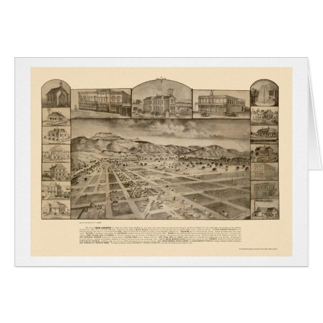 San Jacinto, CA Panoramic Map - 1886 (Voorkant Horizontaal)