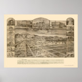San Jacinto, CA Panoramic Map - 1886 Poster (Voorkant)