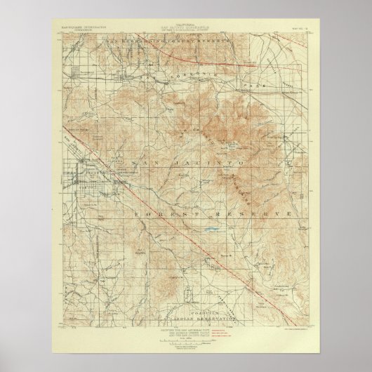 San Jacinto quadrangle toont San Andreas Rift Poster (Voorkant)