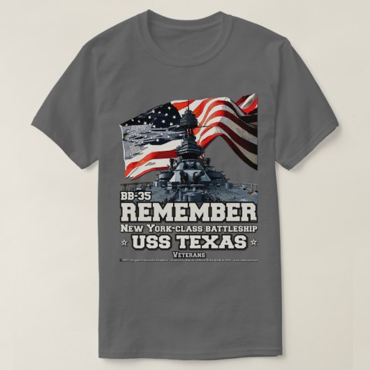 San Jacinto USS TEXAS US BB35 Zeeslag T-shirt (Design voorkant)