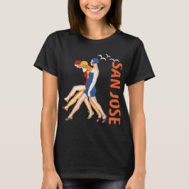San Jose Art Deco Retro Oranje Reizen T-shirt