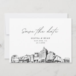 San Jose CA Bruiloft Save the Date Modern Kaart