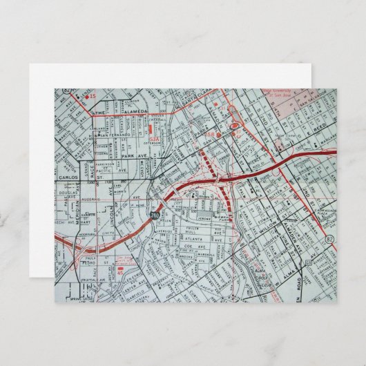 SAN JOSE, CA Map Briefkaart (Voorkant / Achterkant)