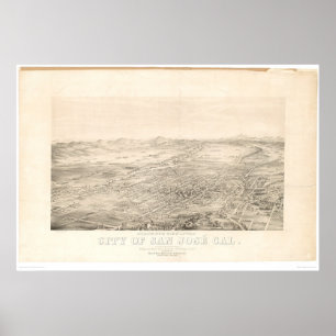 San Jose, CA. Panoramische kaart 1869 (1559A) Poster