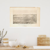 San Jose, CA. Panoramische kaart 1869 (1559A) Poster (Keuken)