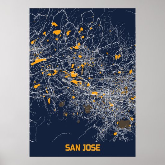 San Jose - Califonia Bluefresh City Map Poster (Voorkant)