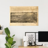 San Jose California 1869 Panoramische Kaart Poster (Thuiskantoor)