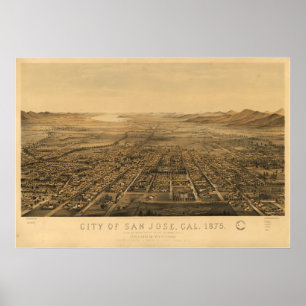 San Jose California 1875 Panoramische Kaart Poster