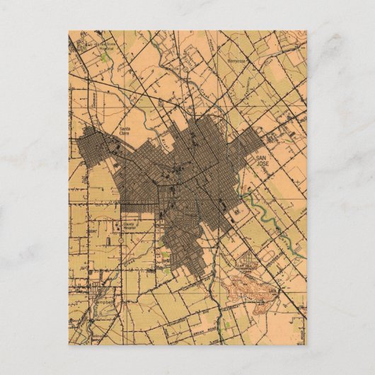 San Jose California  Map Briefkaart (Voorkant)