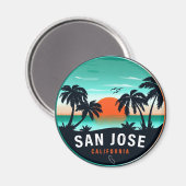 San Jose California Retro Sunset Souvenirs 80s Magneet (Voorkant / Achterkant)