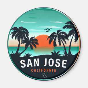 San Jose California Retro Sunset Souvenirs 80s Magneet