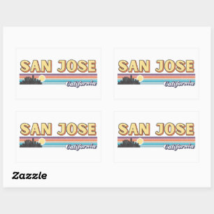 San Jose California Retro Sunset Stripe Rechthoekige Sticker