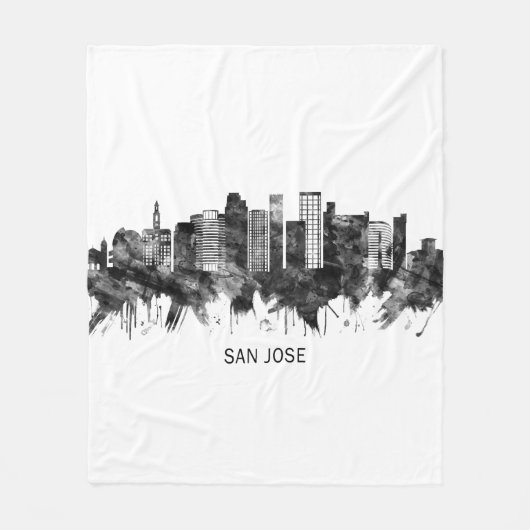 San Jose California Skyline BW Fleece Deken (Voorkant)