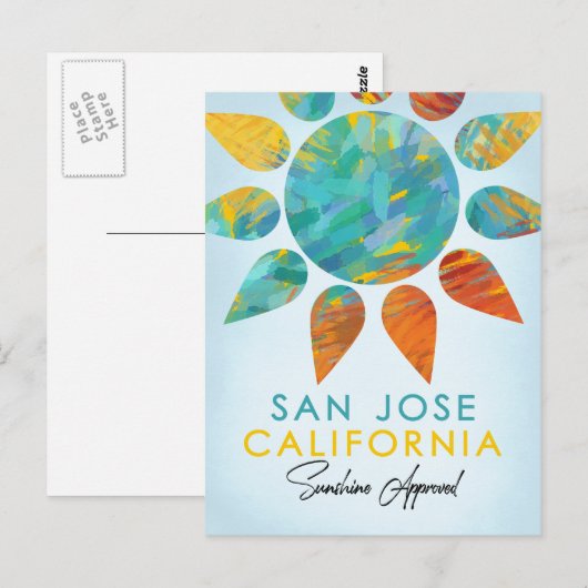 San Jose California Sunshine Travel Briefkaart (Voorkant / Achterkant)