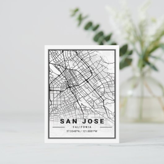 San Jose California, Verenigde Staten reisstadkaar Briefkaart (Staand voorkant)