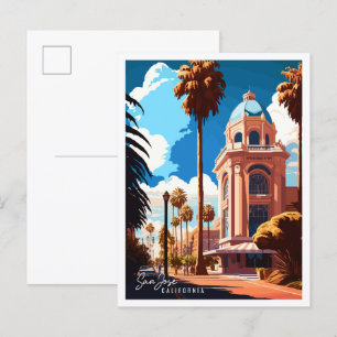 San Jose California vintage reisillustratie Briefkaart