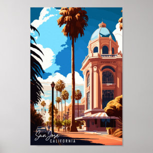 San Jose California vintage reisillustratie Poster
