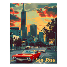San Jose California Vintage Travel Illustratie