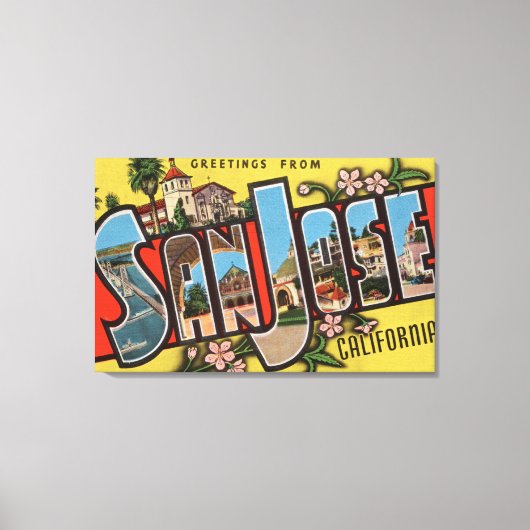 San Jose, CaliforniaLarge Letter Scenes 2 Canvas Afdruk (Voorkant)