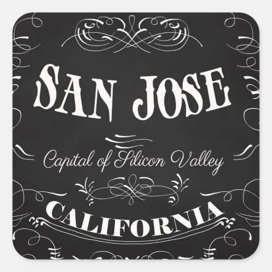 San Jose, Californië - Hoofdstad van Silicon Valle Vierkante Sticker (Voorkant)