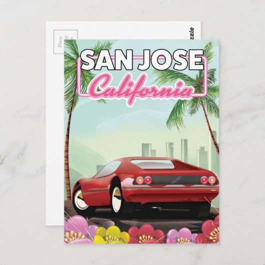 San Jose, Californië-reisposter Briefkaart (Voorkant / Achterkant)