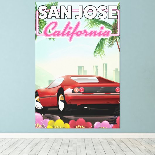 San Jose, Californië-reisposter Canvas Afdruk (Insitu (Houten vloer))