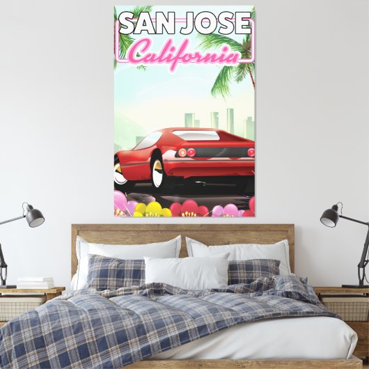 San Jose, Californië-reisposter Canvas Afdruk (Insitu (Slaapkamer))