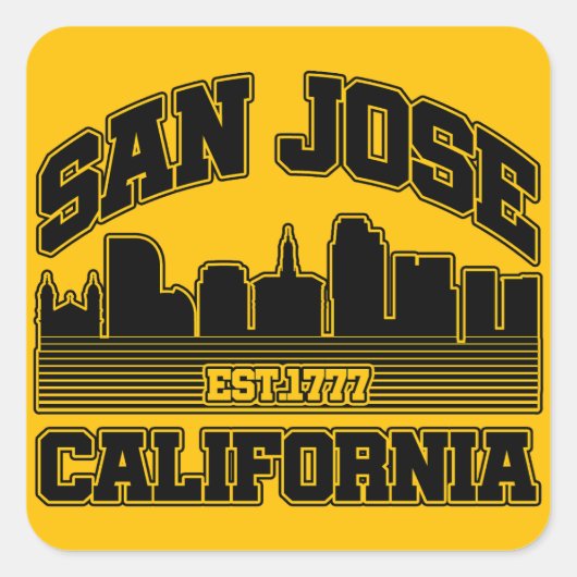 San Jose, Californië Vierkante Sticker (Voorkant)