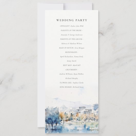 San Jose, Californië Waterverf huwelijksprogramma Kaart (Achterkant)