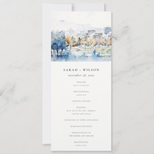 San Jose, Californië Waterverf huwelijksprogramma Kaart (Voorkant)