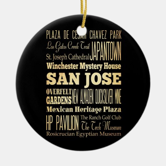 San Jose City of California State Typography Art Keramisch Ornament (Voorkant)