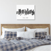 San José Costa Rica Skyline BW Canvas Afdruk (Insitu (Slaapkamer))