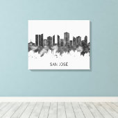 San José Costa Rica Skyline BW Canvas Afdruk (Insitu (Houten vloer))